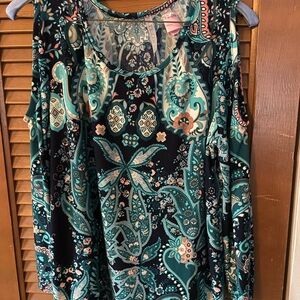 Teal and Black Paisley Blouse